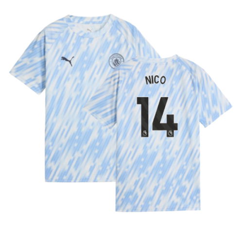 2025-2026 Man City Warm Up Jersey (Silver Sky) - Kids (Nico 14)