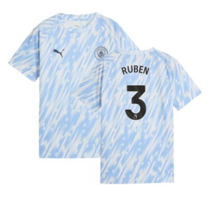 2025-2026 Man City Warm Up Jersey (Silver Sky) - Kids (Ruben 3)