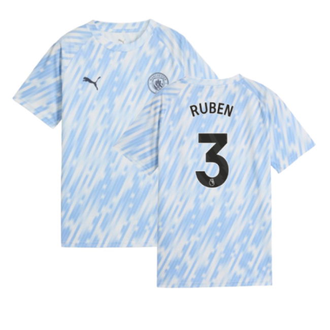 2025-2026 Man City Warm Up Jersey (Silver Sky) - Kids (Ruben 3)