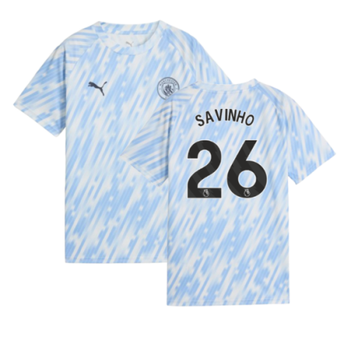 2025-2026 Man City Warm Up Jersey (Silver Sky) - Kids (Savinho 26)
