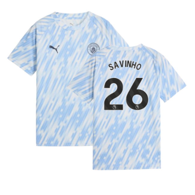 2025-2026 Man City Warm Up Jersey (Silver Sky) - Kids (Savinho 26)