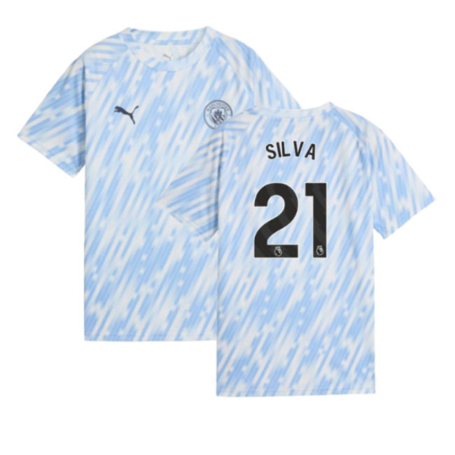 2025-2026 Man City Warm Up Jersey (Silver Sky) - Kids (Silva 21)