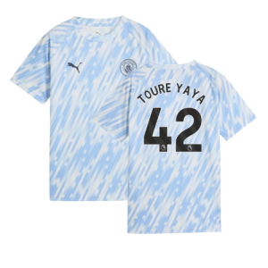 2025-2026 Man City Warm Up Jersey (Silver Sky) - Kids (Toure Yaya 42)