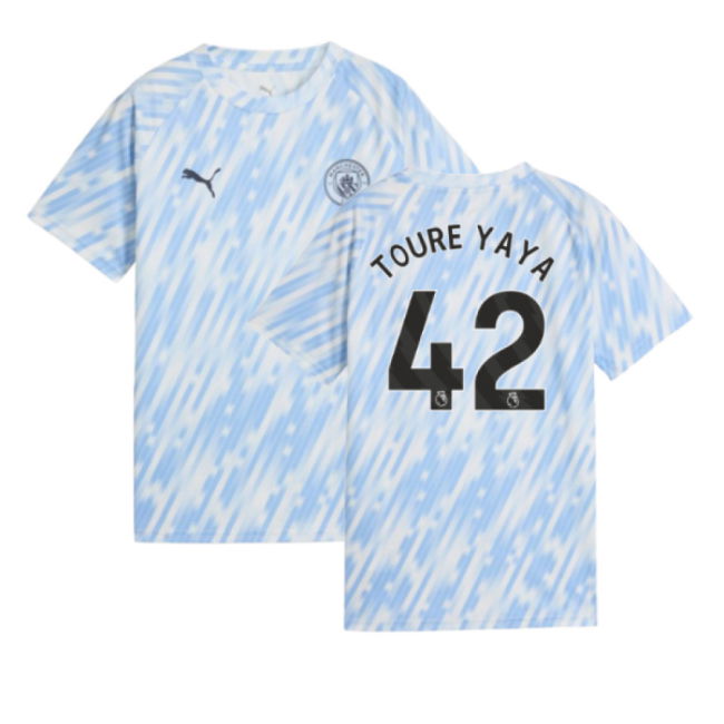 2025-2026 Man City Warm Up Jersey (Silver Sky) - Kids (Toure Yaya 42)