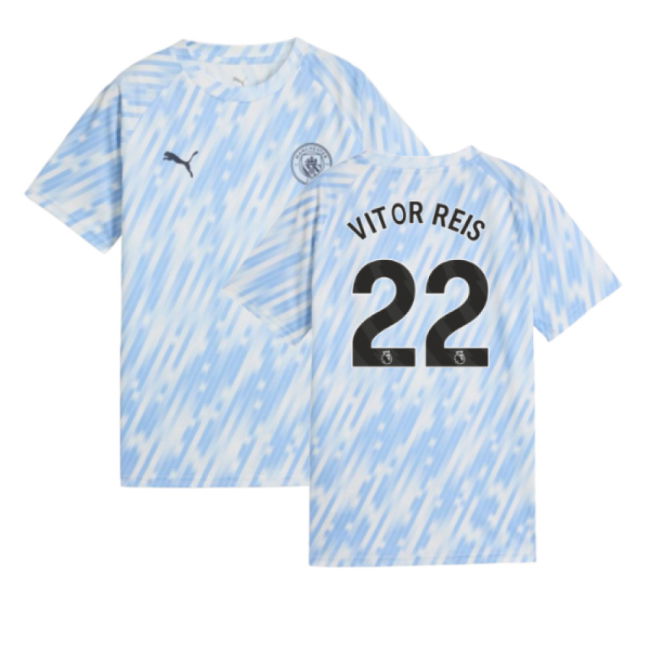 2025-2026 Man City Warm Up Jersey (Silver Sky) - Kids (Vitor Reis 22)
