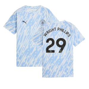 2025-2026 Man City Warm Up Jersey (Silver Sky) - Kids (Wright Phillips 29)