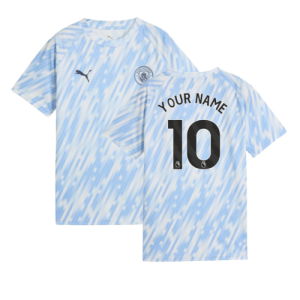 2025-2026 Man City Warm Up Jersey (Silver Sky) - Kids (Your Name)