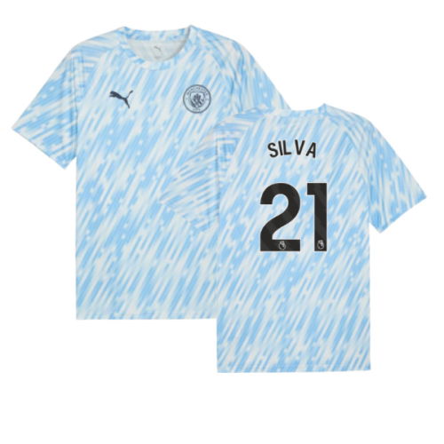 2025-2026 Man City Warm Up Jersey (Silver Sky) (Silva 21)