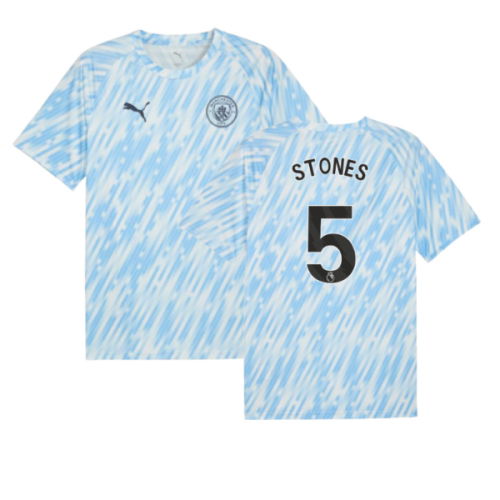 2025-2026 Man City Warm Up Jersey (Silver Sky) (Stones 5)