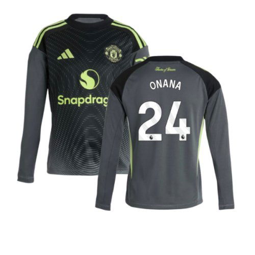 2025-2026 Man Utd Home Goalkeeper Shirt (Grey) - Kids (Onana 24)