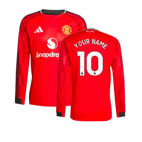 2025-2026 Man Utd Long Sleeve Home Shirt (Your Name)