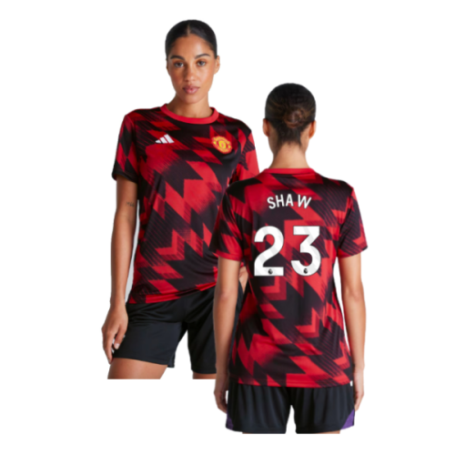 2025-2026 Man Utd Pre-Match Shirt (Red) - Womens (Shaw 23)