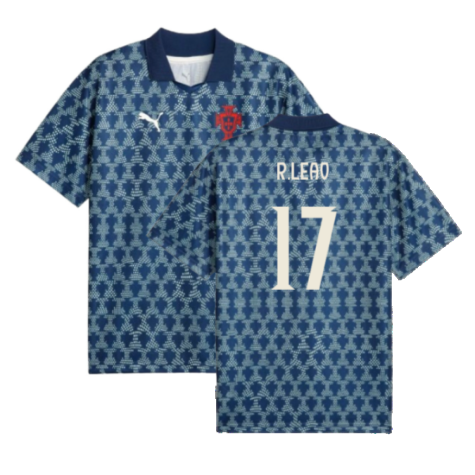 2025-2026 Portugal ftblNRGY+ Retro Jersey (Persian Blue) (R.Leao 17)