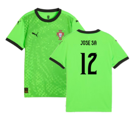 2025-2026 Portugal Home Goalkeeper Shirt (Green) - Kids (Jose Sa 12)