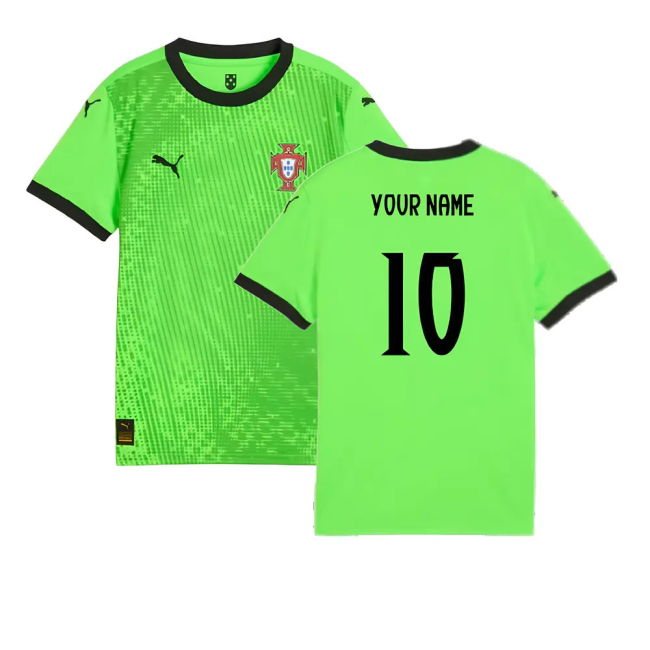 2025-2026 Portugal Home Goalkeeper Shirt (Green) - Kids (Your Name)