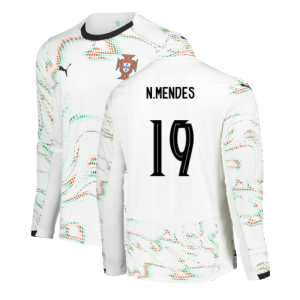 2025-2026 Portugal Long Sleeve Away Shirt (N.Mendes 19)