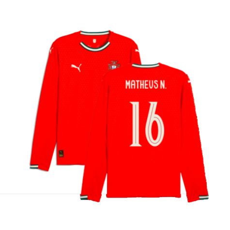 2025-2026 Portugal Long Sleeve Home Shirt (Matheus N. 16)