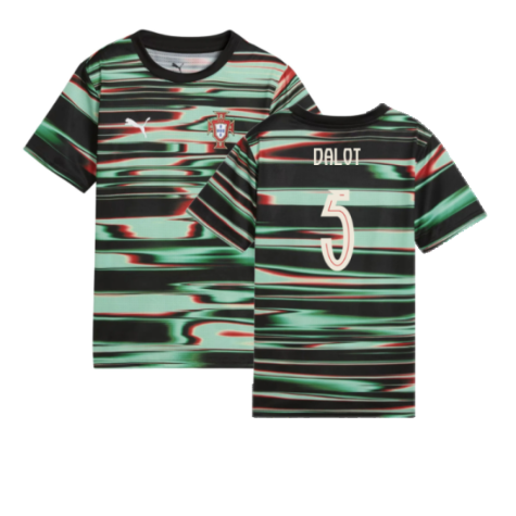 2025-2026 Portugal Prematch SS Jersey (Black) - Kids (Dalot 5)