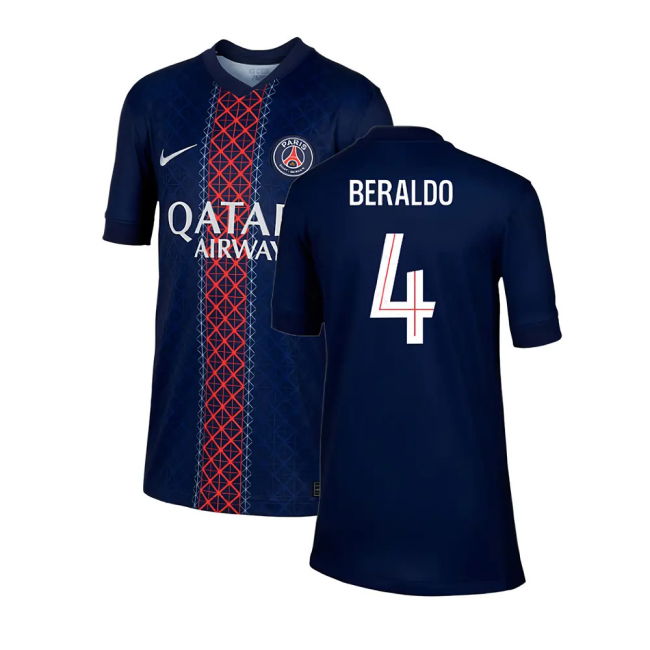 2025-2026 PSG Paris Saint Germain Home Shirt (Kids) (Beraldo 4)