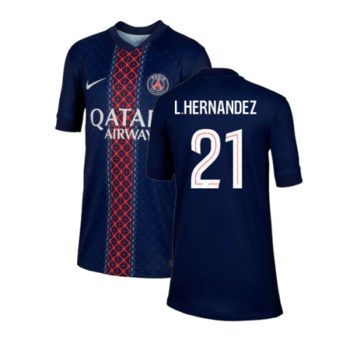 2025-2026 PSG Paris Saint Germain Home Shirt (Kids) (L.Hernandez 21)