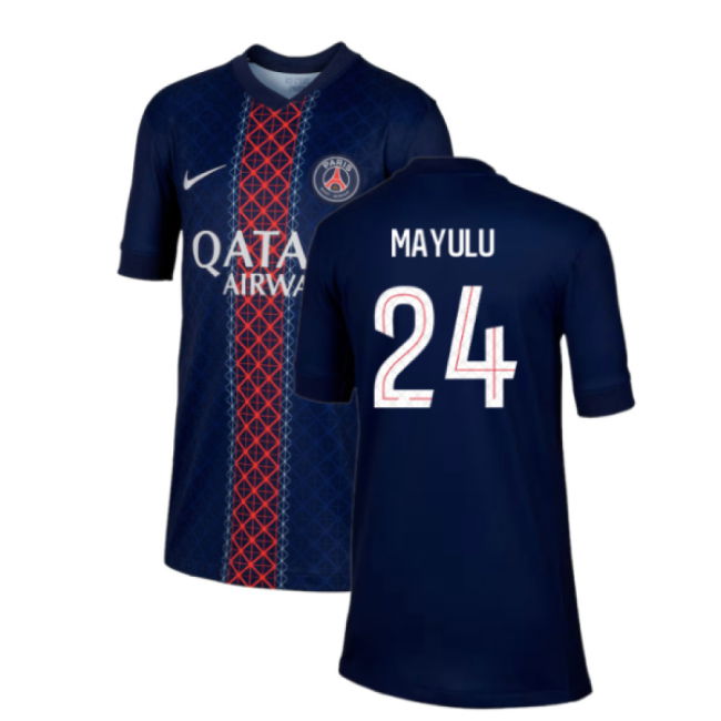 2025-2026 PSG Paris Saint Germain Home Shirt (Kids) (Mayulu 24)