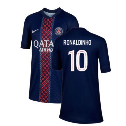 2025-2026 PSG Paris Saint Germain Home Shirt (Kids) (Ronaldinho 10)