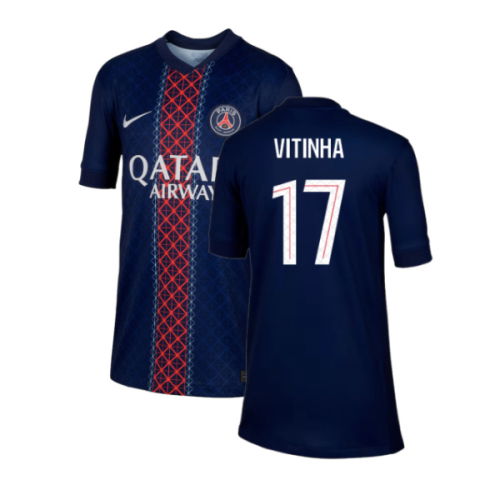 2025-2026 PSG Paris Saint Germain Home Shirt (Kids) (Vitinha 17)
