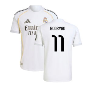 2025-2026 Real Madrid Authentic Home Shirt (Rodrygo 11)