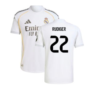 2025-2026 Real Madrid Authentic Home Shirt (Rudiger 22)