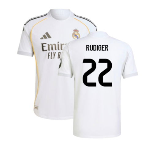 2025-2026 Real Madrid Authentic Home Shirt (Rudiger 22)