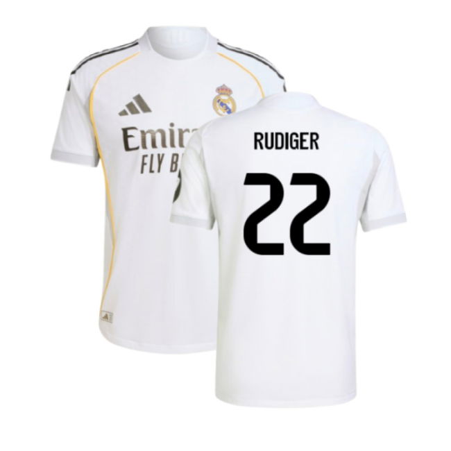 2025-2026 Real Madrid Authentic Home Shirt (Rudiger 22)