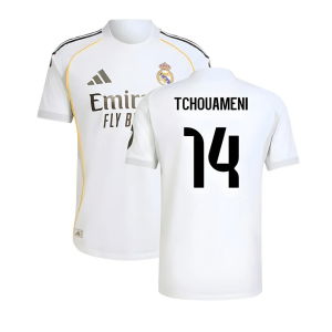 2025-2026 Real Madrid Authentic Home Shirt (Tchouameni 14)