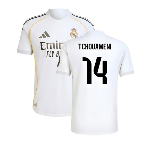 2025-2026 Real Madrid Authentic Home Shirt (Tchouameni 14)
