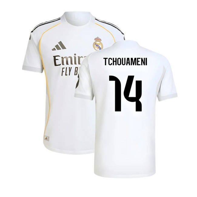 2025-2026 Real Madrid Authentic Home Shirt (Tchouameni 14)