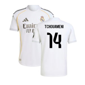 2025-2026 Real Madrid Authentic Home Shirt (Tchouameni 14)