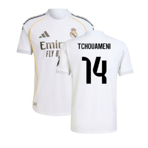 2025-2026 Real Madrid Authentic Home Shirt (Tchouameni 14)