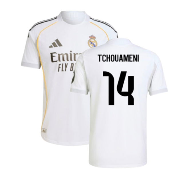 2025-2026 Real Madrid Authentic Home Shirt (Tchouameni 14)