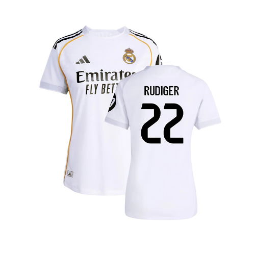 2025-2026 Real Madrid Authentic Home Shirt (Womens) (Rudiger 22)