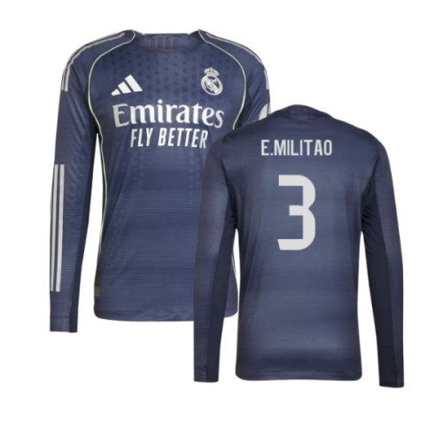 2025-2026 Real Madrid Authentic Long Sleeve Away Shirt (E.Militao 3)