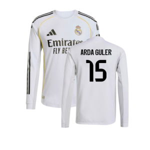 2025-2026 Real Madrid Authentic Long Sleeve Home Shirt (Arda Guler 15)