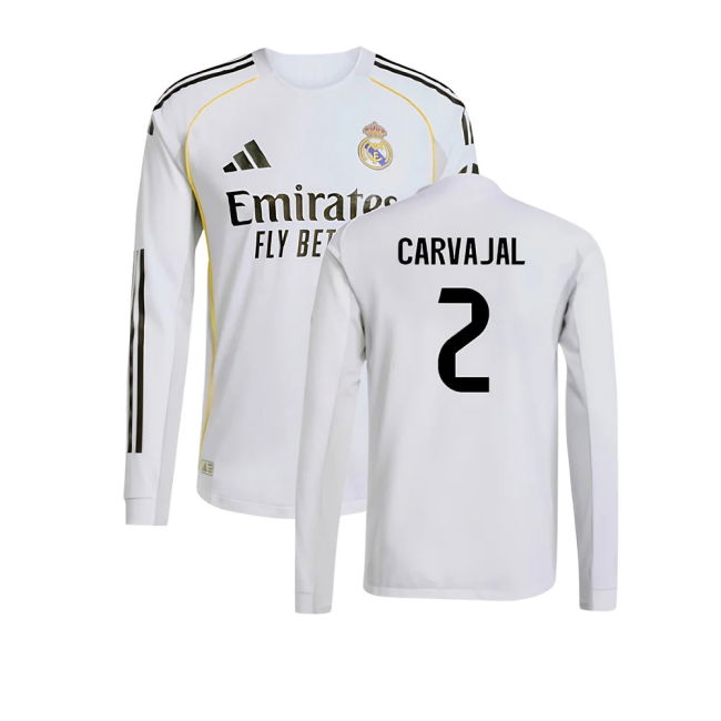 2025-2026 Real Madrid Authentic Long Sleeve Home Shirt (Carvajal 2)