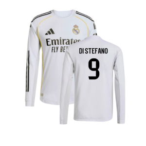 2025-2026 Real Madrid Authentic Long Sleeve Home Shirt (Di Stefano 9)