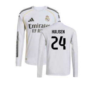 2025-2026 Real Madrid Authentic Long Sleeve Home Shirt (Huijsen 24)