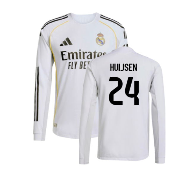 2025-2026 Real Madrid Authentic Long Sleeve Home Shirt (Huijsen 24)
