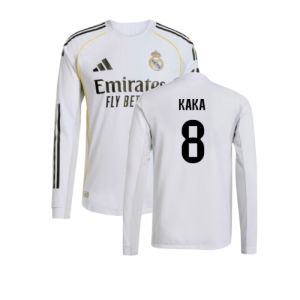2025-2026 Real Madrid Authentic Long Sleeve Home Shirt (Kaka 8)