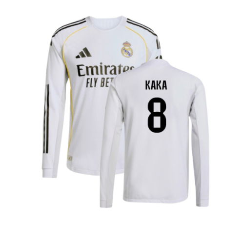 2025-2026 Real Madrid Authentic Long Sleeve Home Shirt (Kaka 8)
