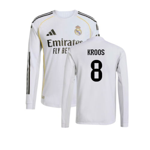 2025-2026 Real Madrid Authentic Long Sleeve Home Shirt (Kroos 8)