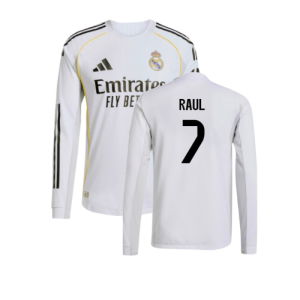 2025-2026 Real Madrid Authentic Long Sleeve Home Shirt (Raul 7)