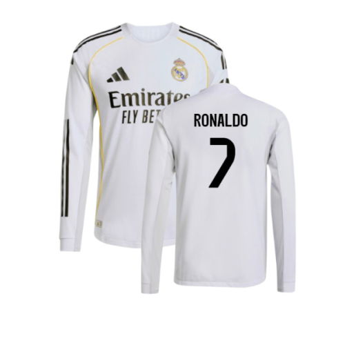 2025-2026 Real Madrid Authentic Long Sleeve Home Shirt (Ronaldo 7)