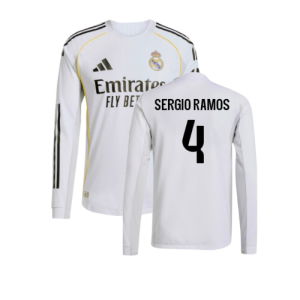 2025-2026 Real Madrid Authentic Long Sleeve Home Shirt (Sergio Ramos 4)